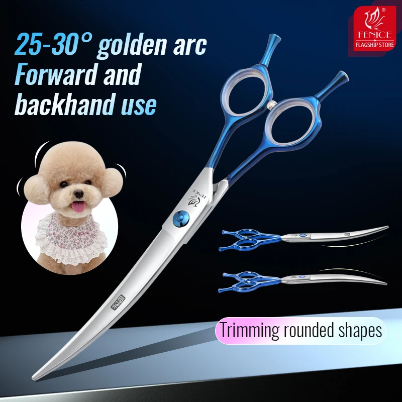 Fenice Professional 7.0 inch JP440C Blue Handle Pet Dog Grooming Scissors Shears Set Kit Sharp and Durable Hair-dressing Tools