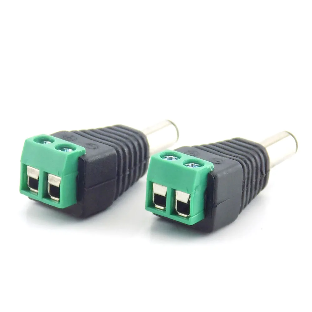 2pcs 2.1mm DC Male Plug Connector Adapter Power Supply  CCTV Accessories For CCtv Camera Security System Video Camera