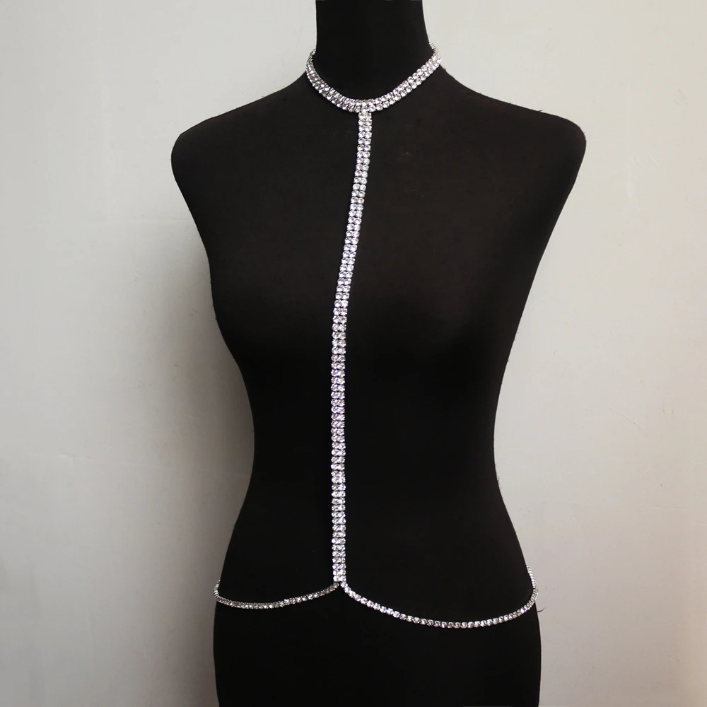 Double Layer Rhinestone Bra Chain Waist Beach Bikini Festivals Top Clothing Sexy Lingerie Chain Jewelry for Women Gift