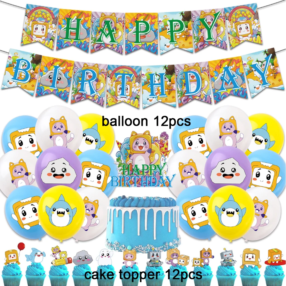 The Game Lankyboxs Theme Birthday Party Lankyboxs Banner Danboard Balloon Cake Toppers Kids Supplies Banner For Baby Shower ﻿