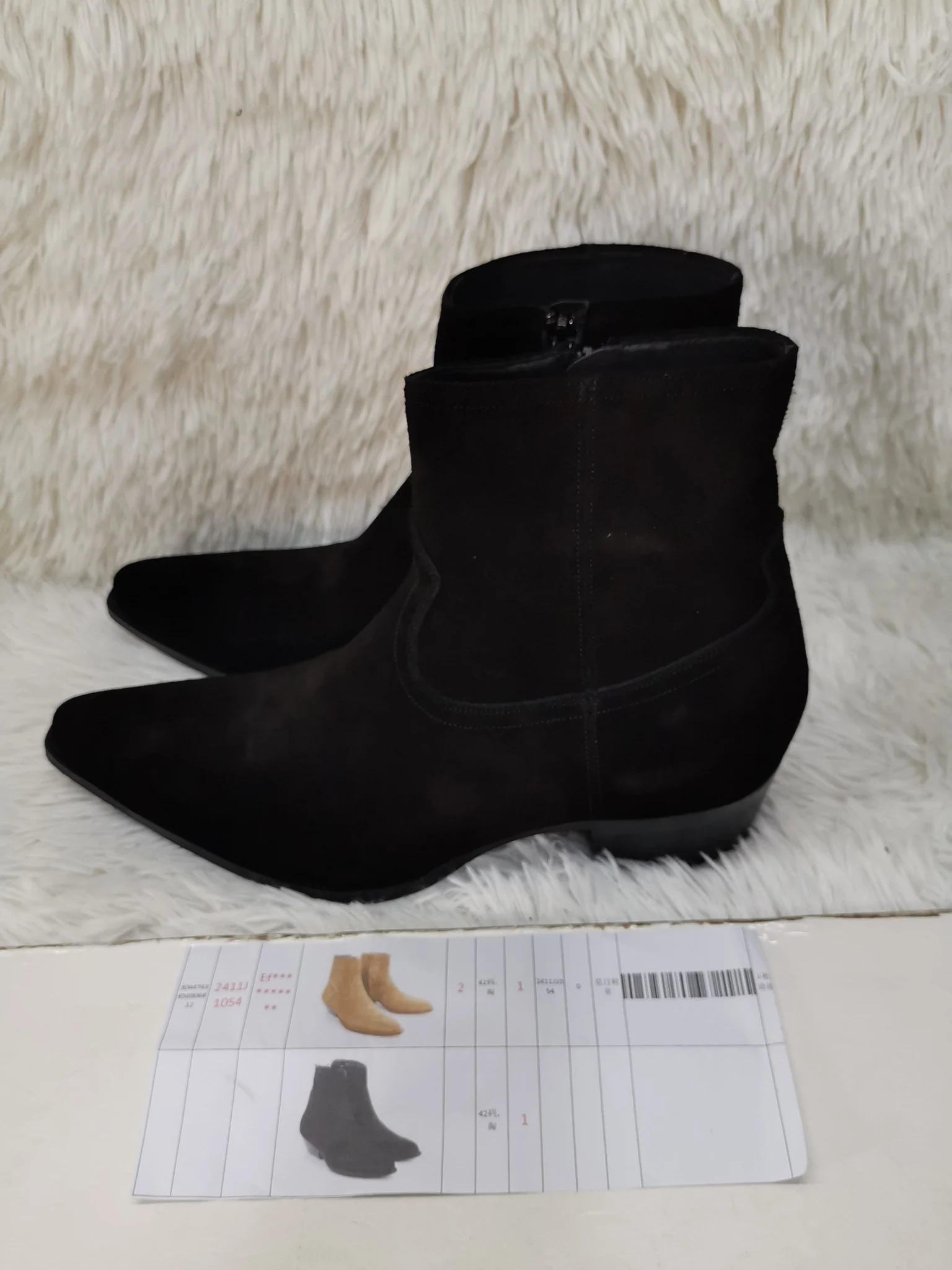 Western Cowboy Ankle Boots for Men Pointed Toe Frosted Leather Chelsea Boots Side Zipper Breathable Heightened Men\'s Shoes