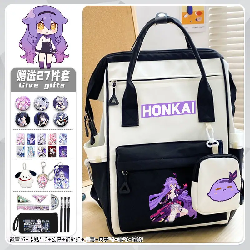Anime Impact 3 Bag For Middle High School Boys And Girls, High-Quality Large Capacity Backpack, Honkai Series Cartoon Backpack