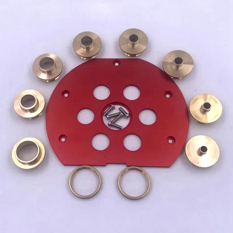 Brass Router Template Guide Bushings With Drilled Holes+Round Base Plate For Festool OF1400