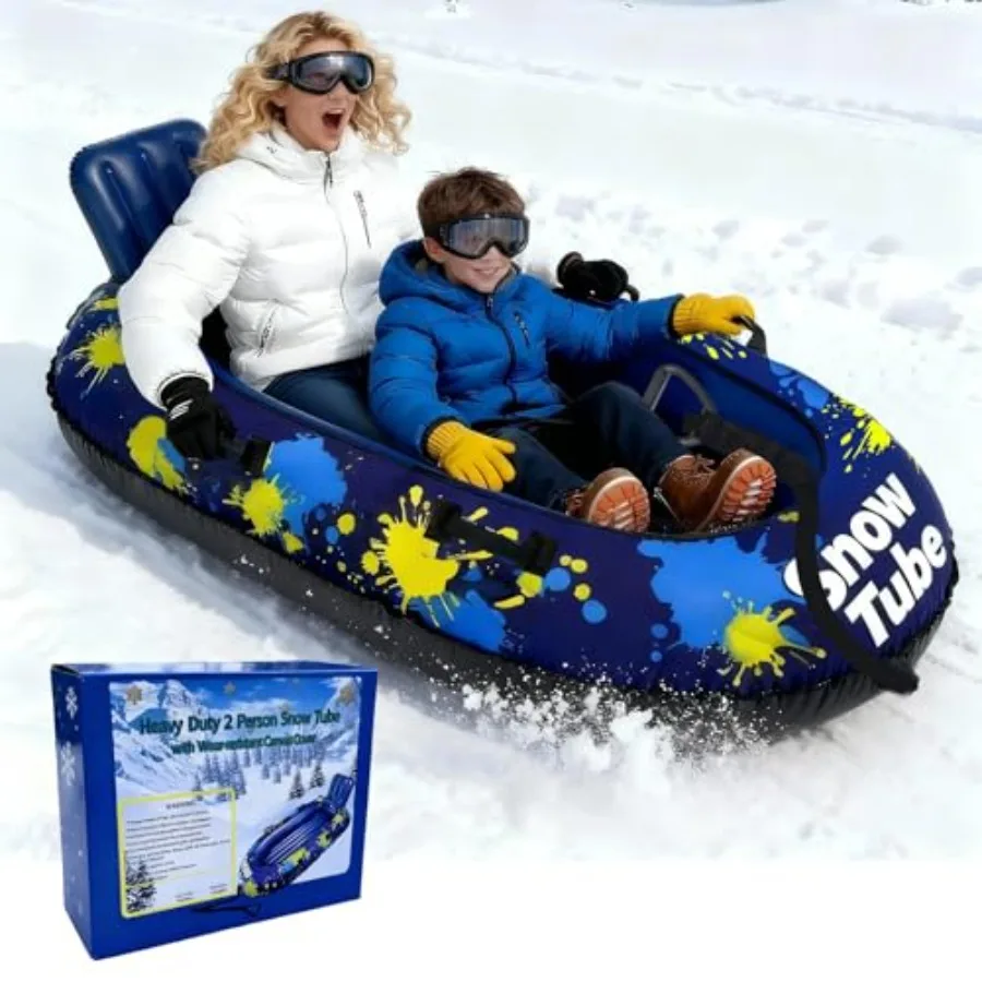 

Heavy Duty Snow Tube with Premium Canvas Cover for and Adults 44'' Snow Tubes with Tow Rope and Handles for Sledding Thickened