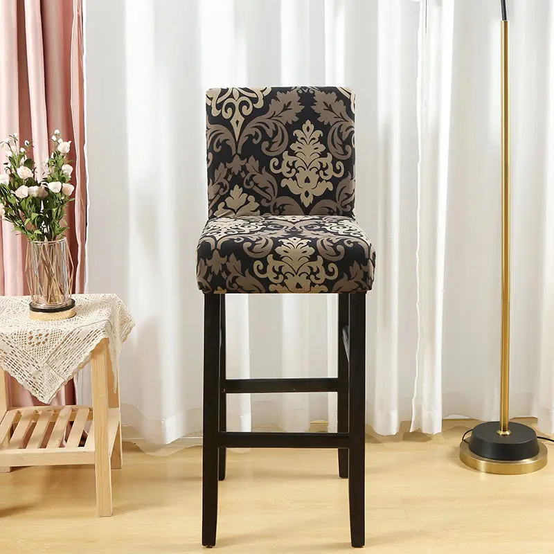 Elastic Anti-Slip  Bar Stool Cover Easy Removable High Bench Sheath Short Backrest Can Be Used for Restaurant Banquet Wedding