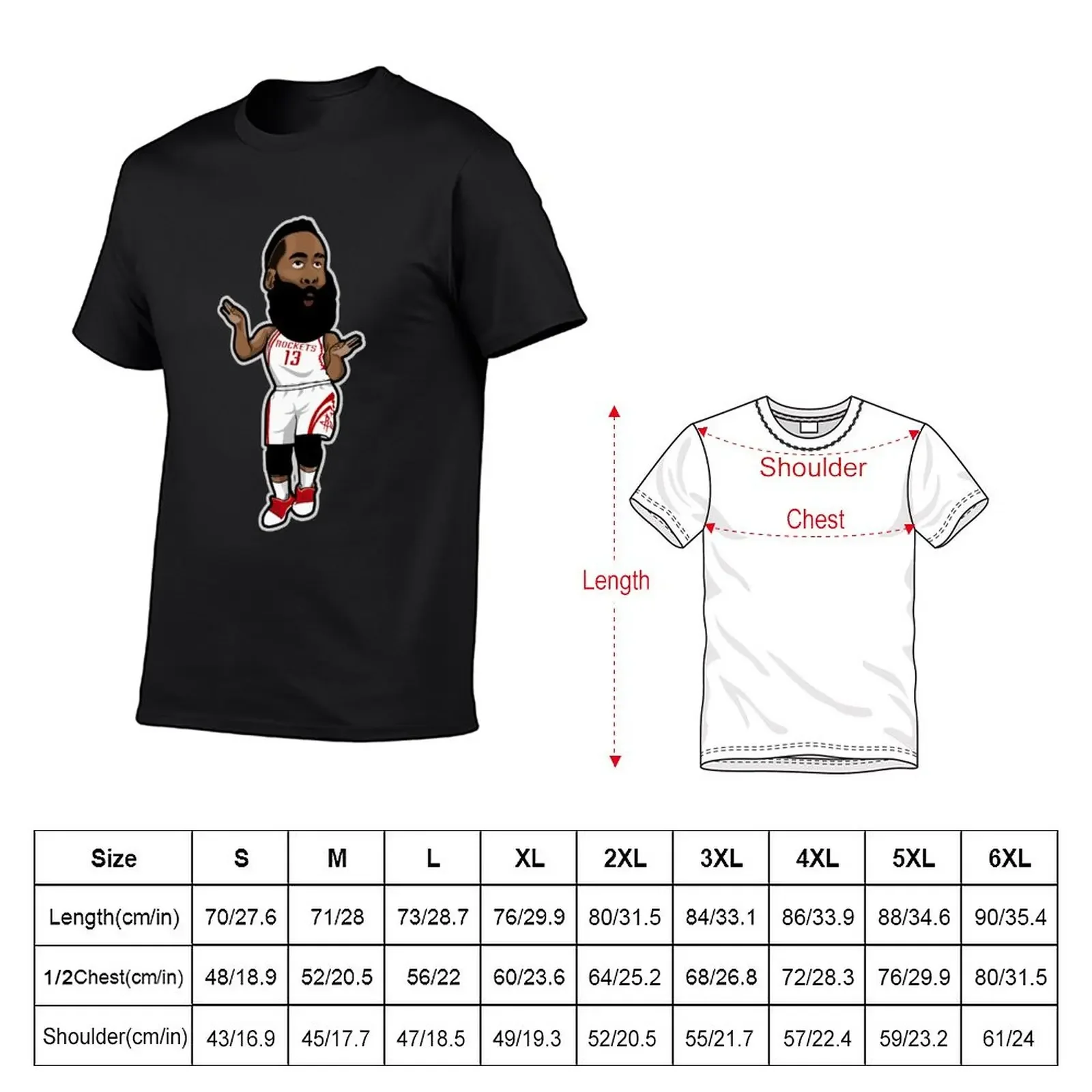 James Harden Cartoon Style T-Shirt heavyweights sweat black t-shirts for men