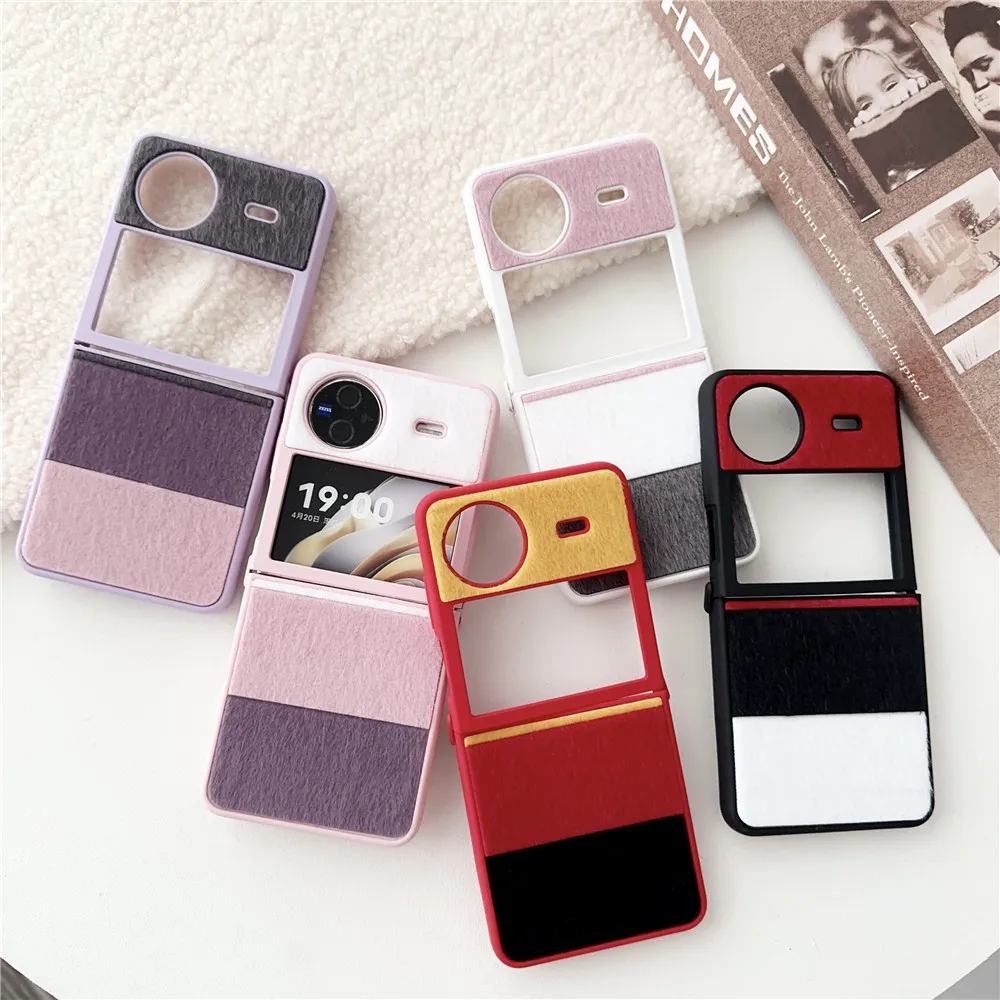 Funda antideslizante para pulsera de felpa de empalme coreano, carcasa para OPPO Find N3 Flip, N2Flip, Huawei P50pocket S Z Flip5 4 3, VIVO X Flip