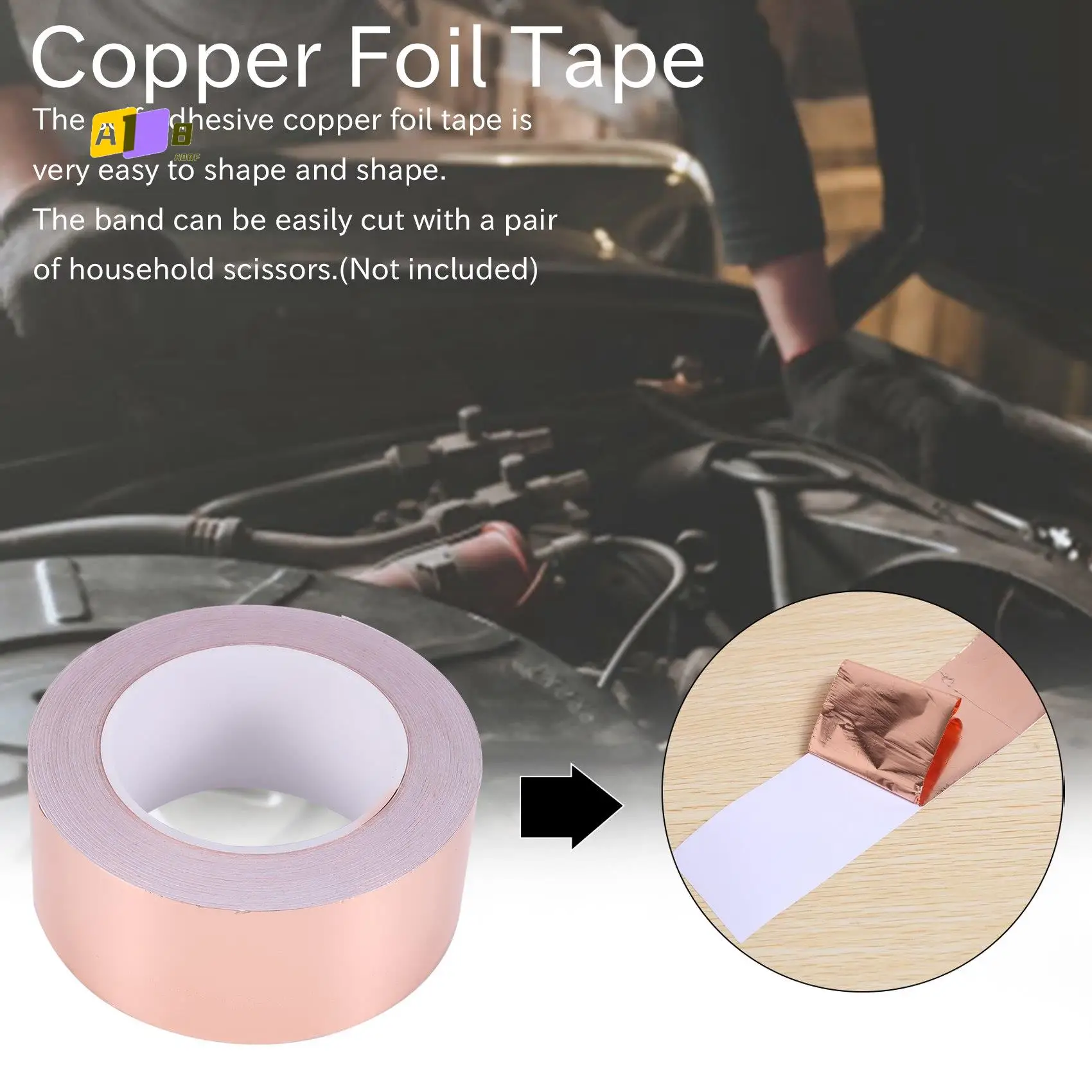 

A08F-Copper Foil Tape 50Mm X 30M For EMI Shielding Conductive Adhesive For Electrical Repairs,Snail Barrier Tape Guitar
