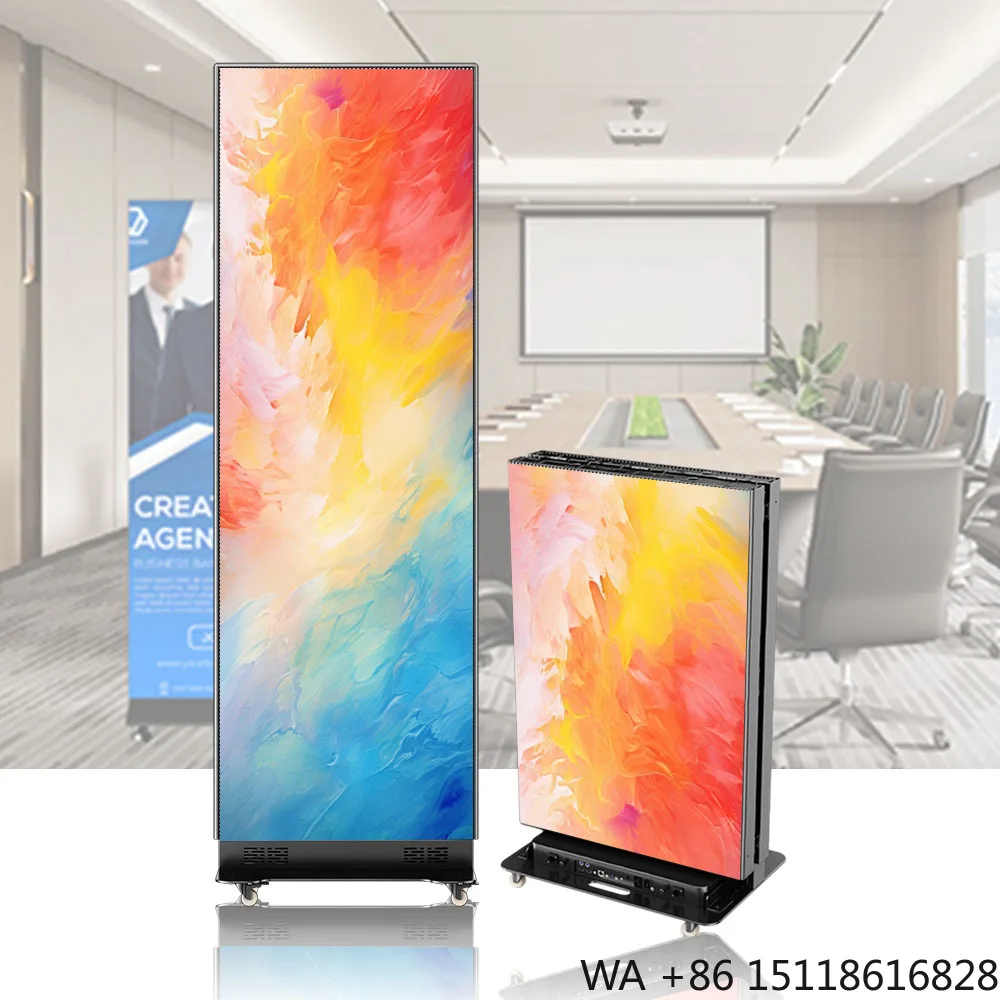Горячая распродажа: Вертикальный напольный LED-дисплей с частотой обновления 7680 Гц, бесшовное соединение P1.5, P1.8, P2, P3 для меню в лобби отеля