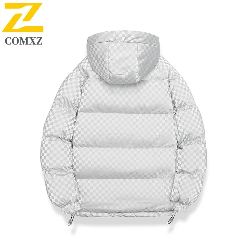 COMXZ الرجال الخبز سترة عالية الجودة مقنعين سميكة Preppy بلون السفر الثلجي وسادة مبطنة المشي لمسافات طويلة يندبروف الشتاء الحشو