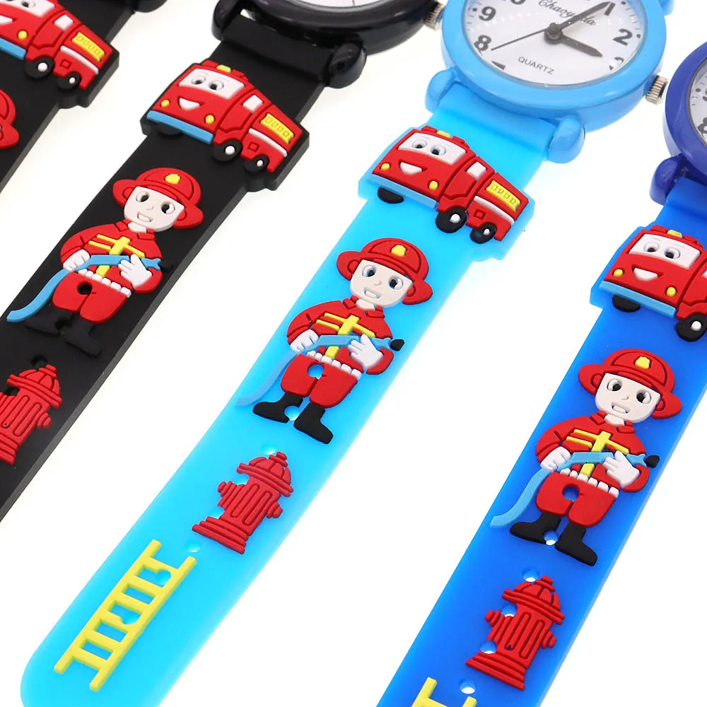 Leuke jongen meisjes horloges kindercadeaus kinderen kijken klein kind kijken siliconen quartz brandweerman sporthorloges kinderhorloges jongens