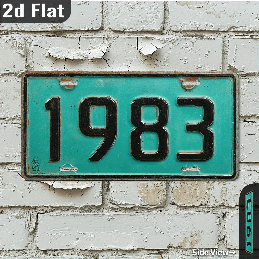 2D Flat, 1pc 1pcs Vintage 1983 Aluminum Wall Sign - Retro Metal Suitable for Home Decor, Garage, Cafe, Bar Decoration, Year-Roun