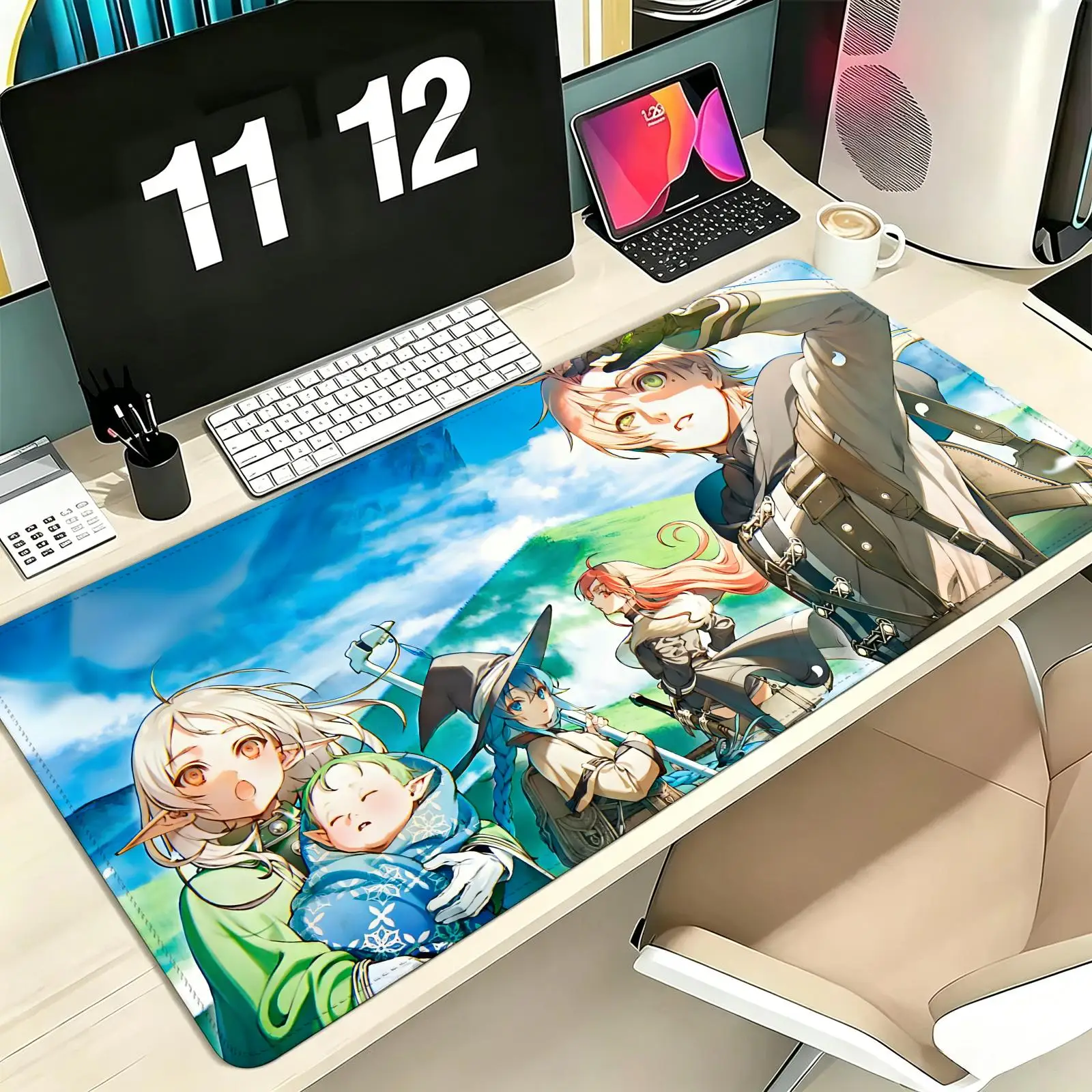 Mushoku Tensei  Mouse Pad Pro E-Sports Gaming Mousepad Extra Large Non-Slip Stitched Edge Keyboard Laptop Desk Mat For PC Gamer
