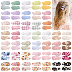 10Pcs Mini Embroidery Print Waterdrop Shape Hair Clips for Girls BB Hairpin Barrettes Headwear Newborn Baby Hair Accessories