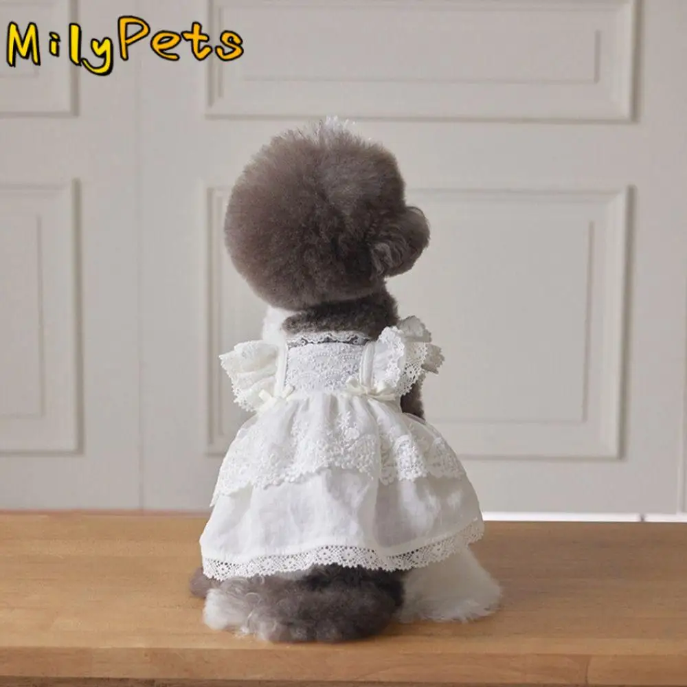 

Fashion Lace Pet Princess Dress Breathable Soft Cat Flying Sleeve Skirt Thin Design Pet Summer Clothes Summer