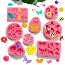 Various sizes Leaf leaf butterfly bee flower petal Silicone mold fondant mold chocolate mold lace mold Cake decoration mold