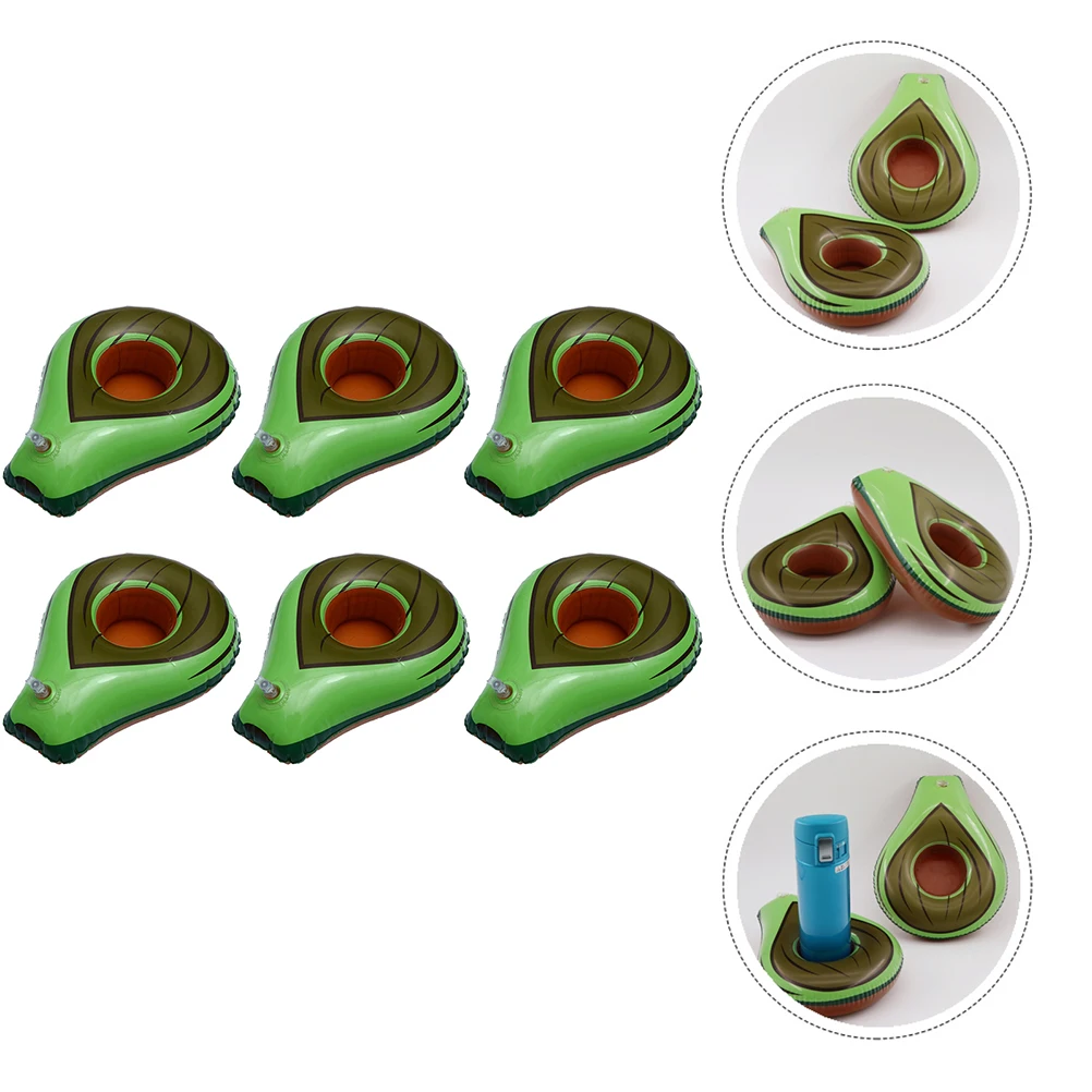 

6 Pcs Avocado Cup Holder Lightweight PVC Floating Drink Holders Inflatable Party Decorations Pool Accessories