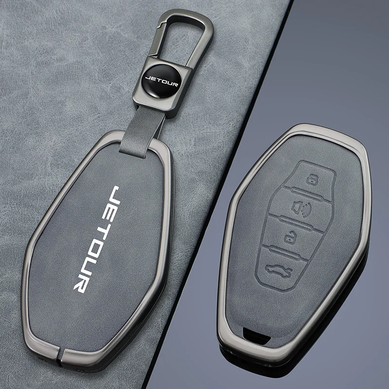 

New Leather Car Remote Key Case Cover Holder Shell Keyless Keychain Accessories For Chery Jetour X70 X90 X95 Plus 2020 2021 2022