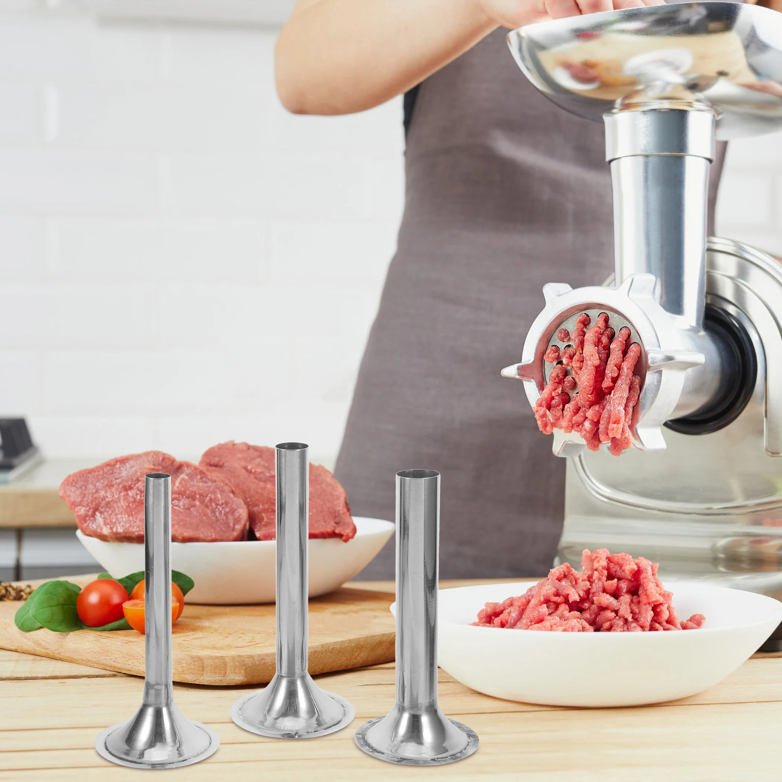 

3 Pcs Meat Grinder Enema Accessories Manual Sausage Stuffer Stuffing Tool Kitchen Part Hand Professional Filler Desktop Tube