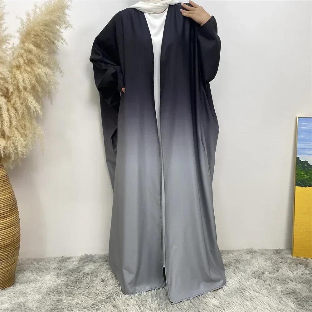

Modest Casual Ombre Open Abaya Kimono Muslim Women Bat Sleeve Loose Dress Turkey Kaftan Dubai Eid Party Morocco Abayas Long Robe