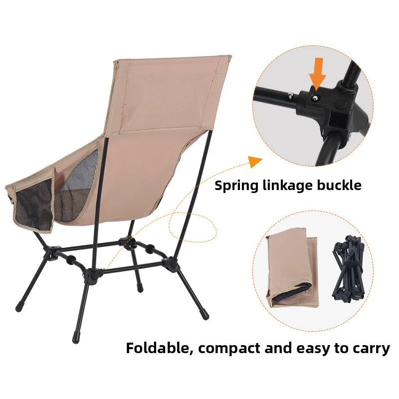 Sedia pieghevole da esterno ultraleggera, comoda sedia da spiaggia da pesca, sedia da campeggio rialzata con schienale