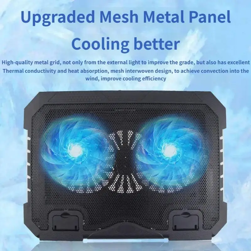 

Laptop Cooling Pad Gaming Stand With Double Fan And USB Port For Fast And Silents Heat Dissipation F19E
