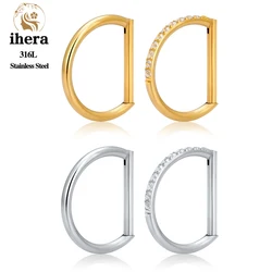 1/10PCS 316L Stainless Steel D Shape Nose Ring Earrings 16G CZ Paved Half Ring Ear Cartilage Tragus Helix Conch Piercing Jewelry