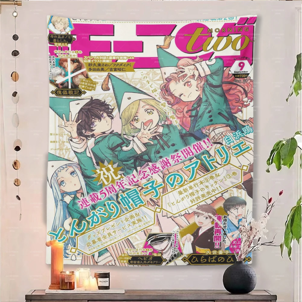 Tapiz Kawaii W-Witch H-Hat A-Atelier, tapiz con diseño de portada de revista de anime, decoración de manga para dormitorio, dormitorio, sala de estar, regalo