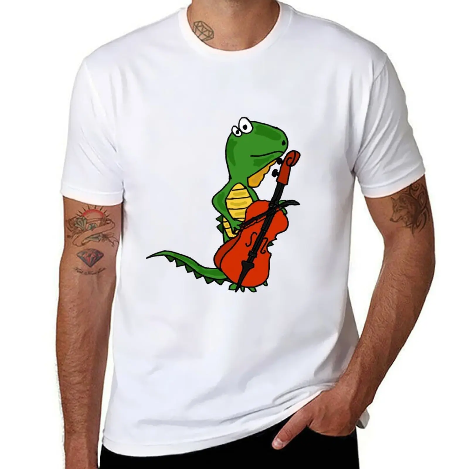 

Funny Iguana Playing Cello Music T-Shirt t shirts for man graphic funny man tshirt T-Shirt