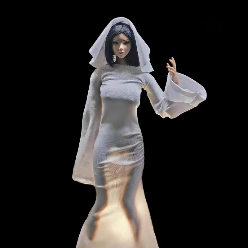 

CJG-067 1/6 Scale Female Soldier COS Clothing White Dress Skirt Headband Yarn Set Doll Clothes Model for 12" PH TBL Body