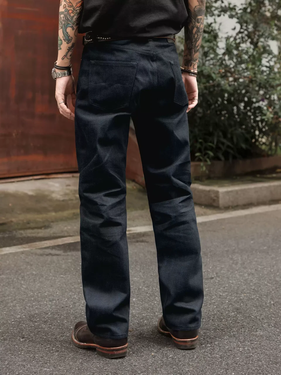 634s-0008 Men Vintage Workwear 16oz Selvedge Raw Denim Straight Jeans 100% Cotton Heavyweight Indigo Casual Denim Trousers