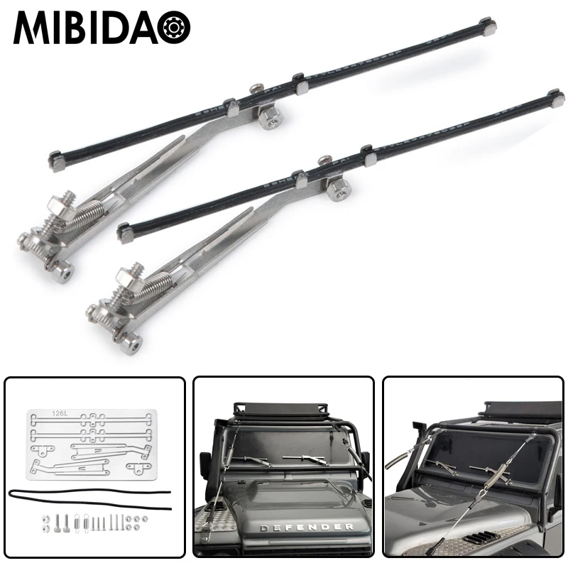 MIBIDAO Universal Metal Movable Windshield Vehicle Wiper for Axial SCX10 1/10 RC Crawler Car Model Upgrade Parts