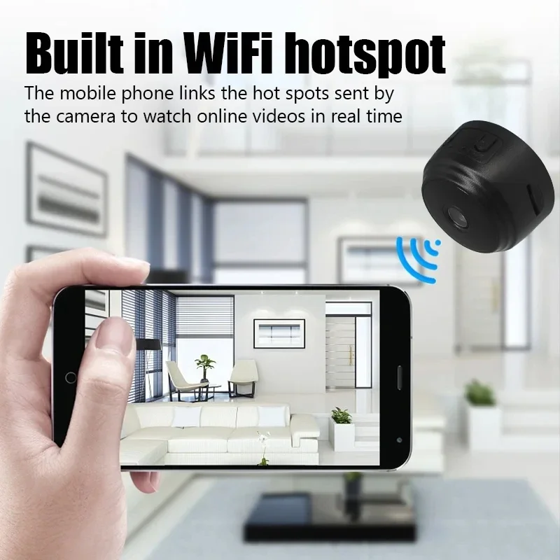 Smart WiFi Surveillance Camera Wireless Home Security Monitor  Portable Mini Camcorder for Indoor Outdoor, Baby Elder Pet Care