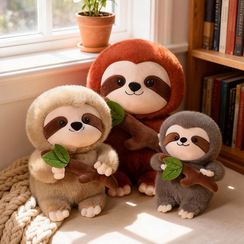 Hot Cute High Quality Cartoon Soft Sloth Plush Doll Pillow Cuddle Bamboo Sloth Stuffed Animal Home Decoration Gift For Children