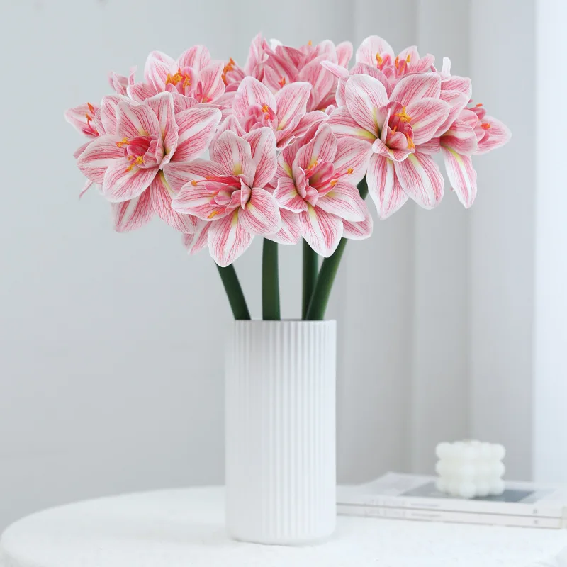 3Pc Latex Artificial Flowers Clivia Luxury Home Room Decor Fake Clivia Flowers Wedding Decoration Party Table Floral Arrangement