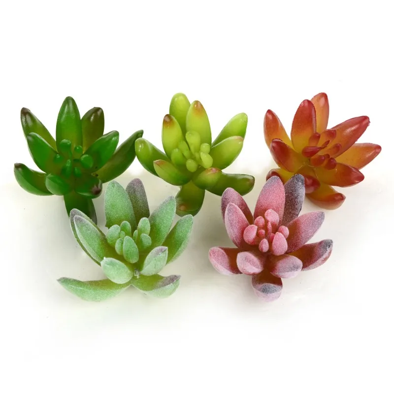 Artificial Succulents Green Flocking Plant Bonsai Desktop Fake Plant Valentine Day Christmas Decor Home Wedding Hotel Fake Plant