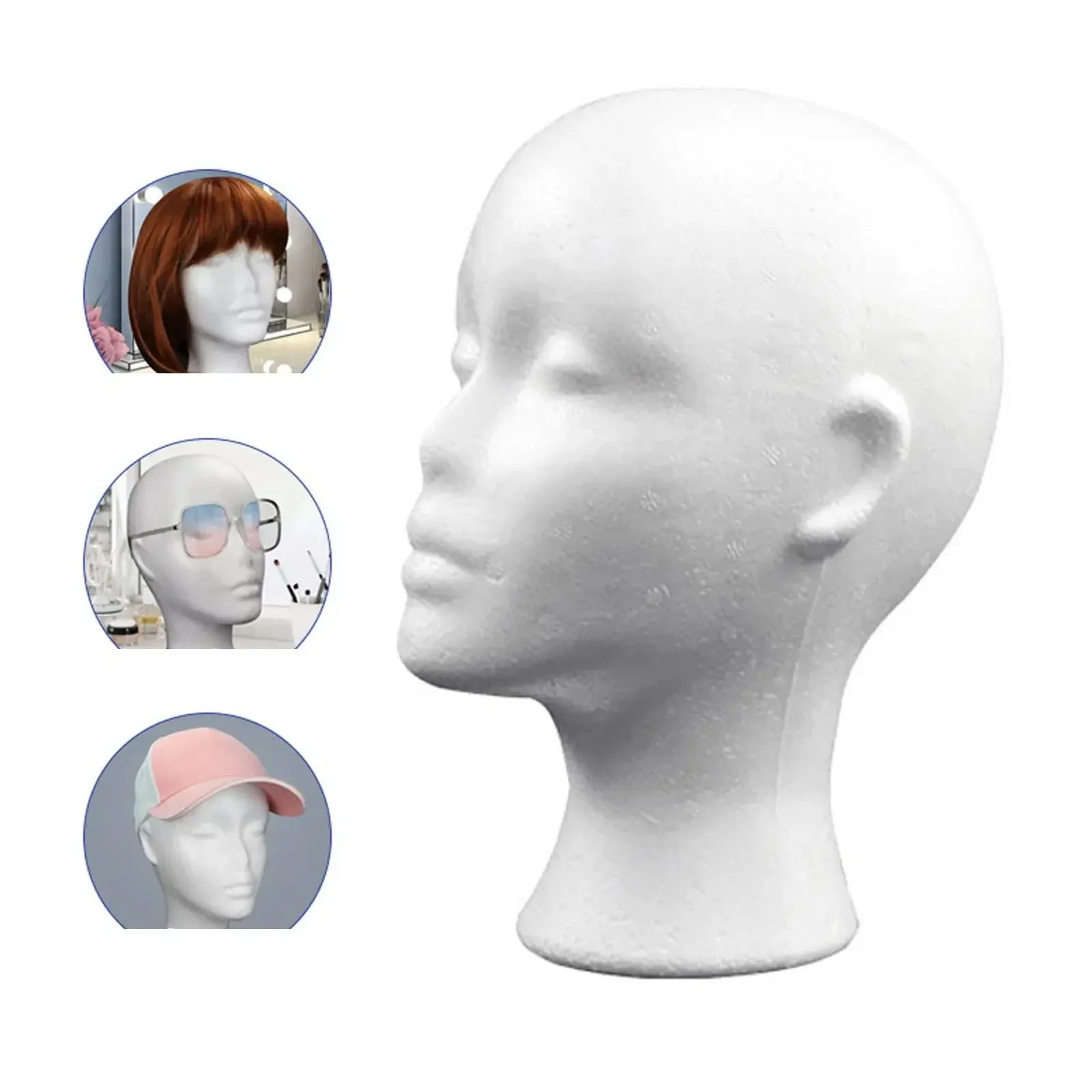 Female Styrofoam Mannequin Manikin Head Model Foam Wig Hair Glasses Display image 6