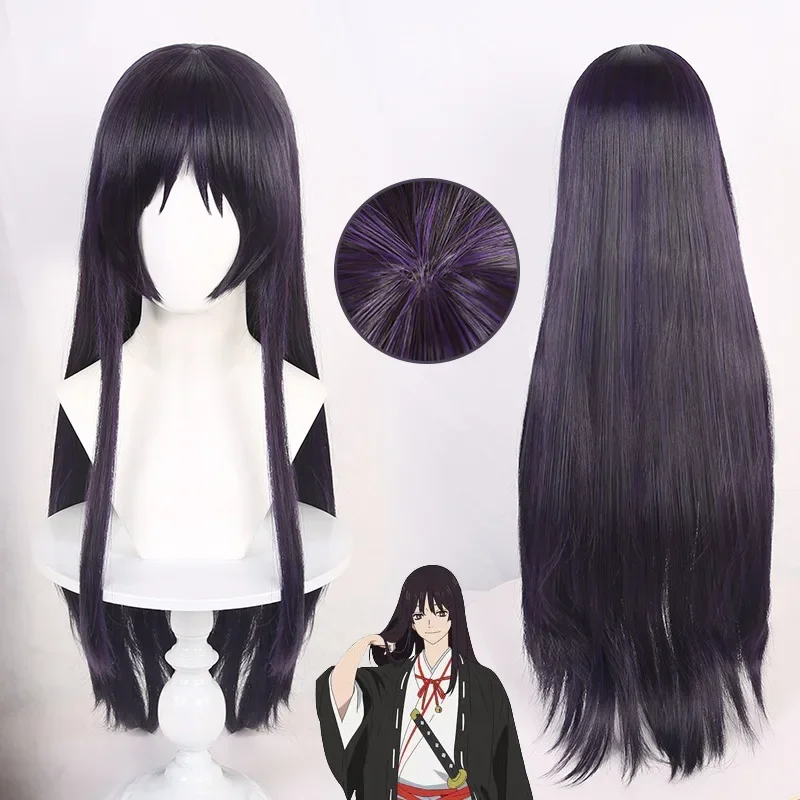 

Yamada Asaemon Toma Cosplay Wig Anime Jigoku Raku 100cm Black Purple Wigs Heat Resistant Synthetic Cosplay Anime Wigs