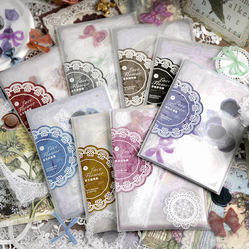 8 styles 40 pcs Lacy Fantasia series material paper Lace theme Junk Journal Supplies Scrapbooking Material Diary Album