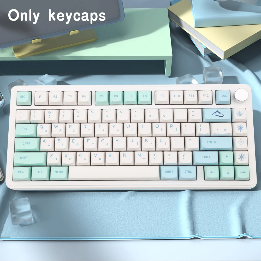 132 keys Ice Crystal Mint Keycaps Profile XDA PBT Dye-Sub Key Cap for Cherry MX Switch DIY Layout Ducky Mechanical Keyboard Cap