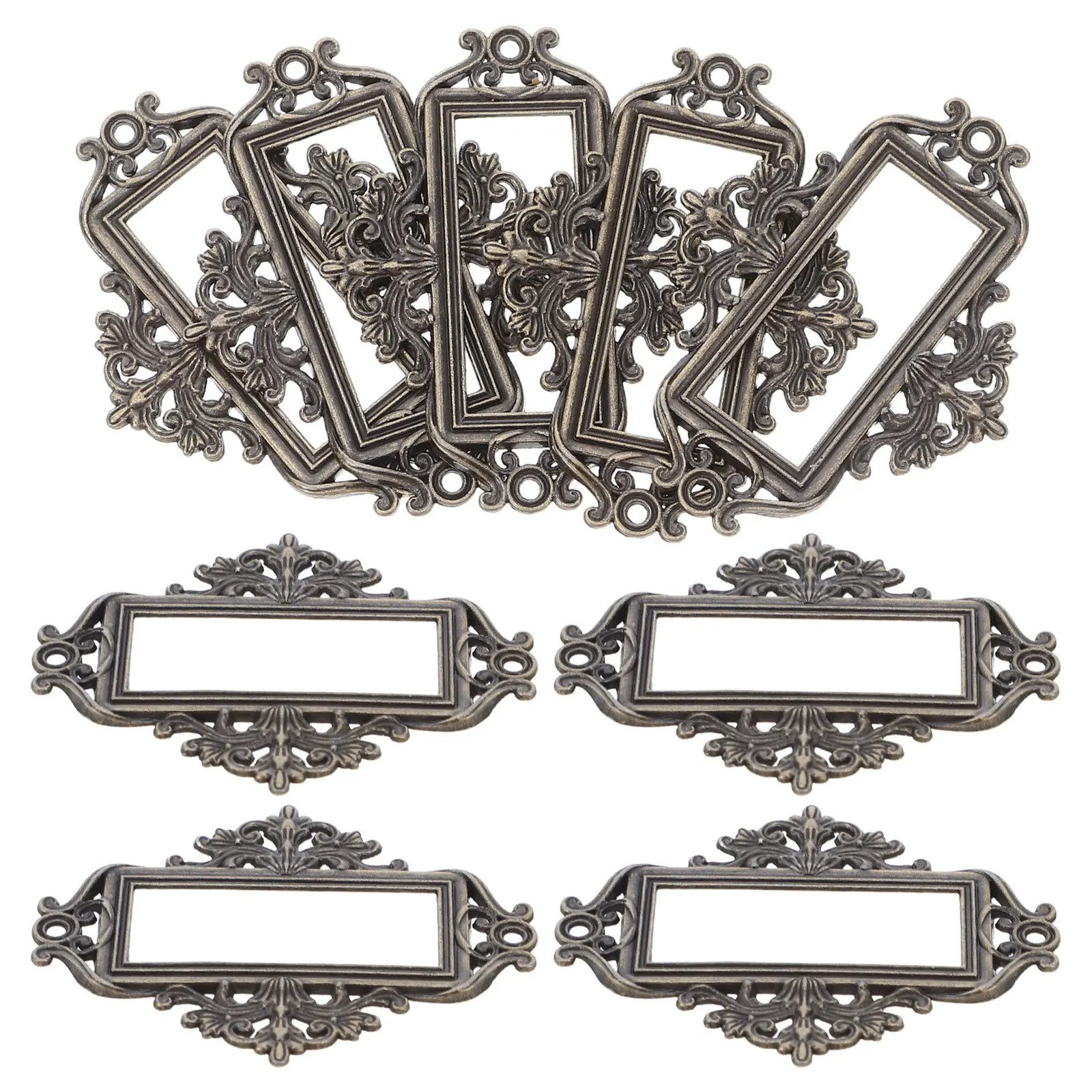 24Pcs Metal Name Card Holder Vintage Cabinet Label Frame for Drawer Box File Organizer Office Apothecary Hardware Accessory