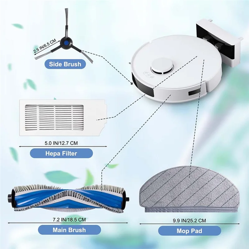 

ABUS-Fit For Ecovacs DEEBOT N20 Plus/N20/N20 Pro Plus Robot Vacuum Main Side Brush Hepa Filter Mop Cloth Pads Spare Parts