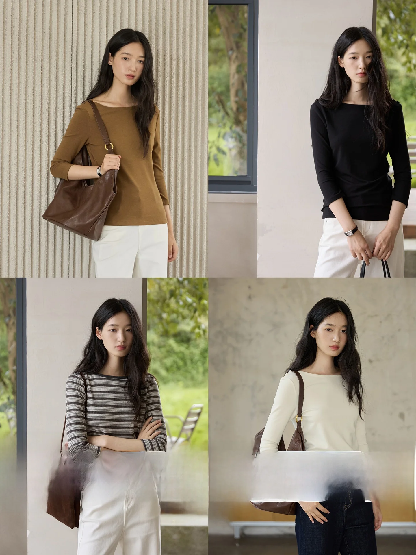 

Ginnkee Women's Slim Fit T-irt mid Sve Boat Ne Knitwear Casual Sle Seven Sve Length Breathable Comfortable Fabric