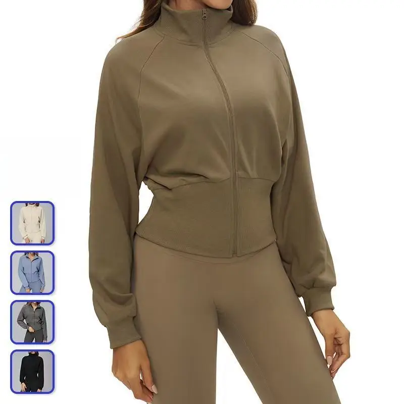 

Women's Windproof Yoga Jacket Stand Collar - Quick Dry Lightweight Running Coat Breathable Long Sleeve Fitness Outerwear