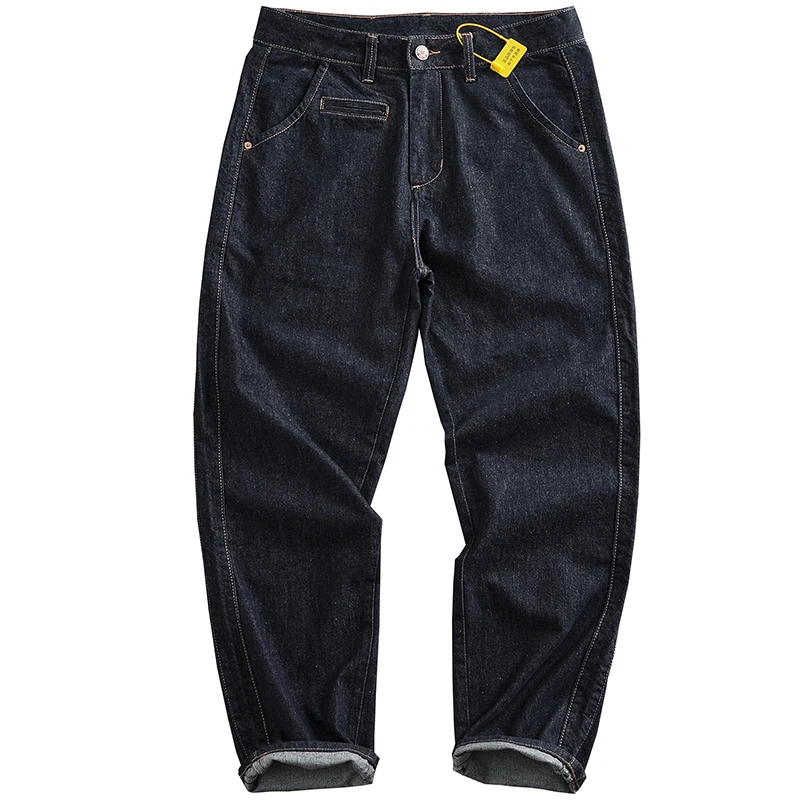 عميق الأزرق الرجال الجينز مستقيم الساق بناطيل كاجوال جميع المواسم يمكن ارتداؤها Faion القطن الحضري ماصة للعرق المياه وا #5
