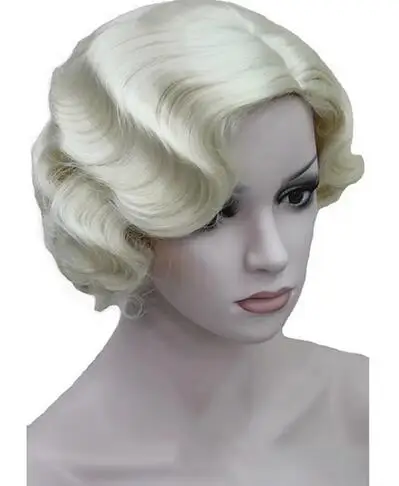 Synthetic Hair 1920‘s Flapper Hairstyles Wig for Women Finger Wave Retro Style Short Synthetic Wig Cosplay Halloween Wig