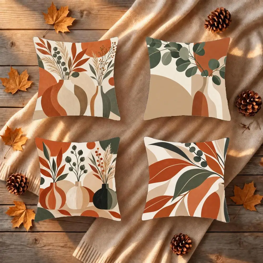 Elegant Modern Vases Cushion Cover 1/4Pcs Soft Plush Throw Pillow Cover Double-Sided Print Sofa Living Room Decor