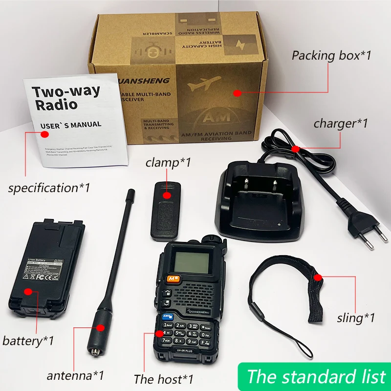 Quansheng UV 5R Plus Walkie Talkie Portable Am Fm Two Way Radio Commutator VHF Station K5 Receiver Ham Wireless Set Long Range