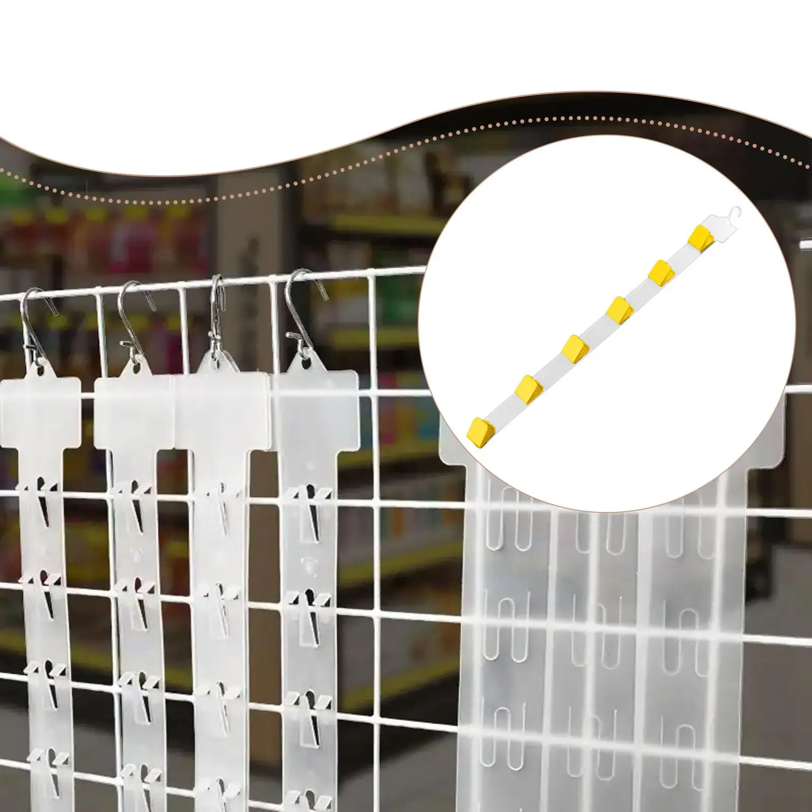 Retail Display Strip Side Hanger with 6 Clips, Sturdy, Snack Bags Organizer, Secure Holding Design