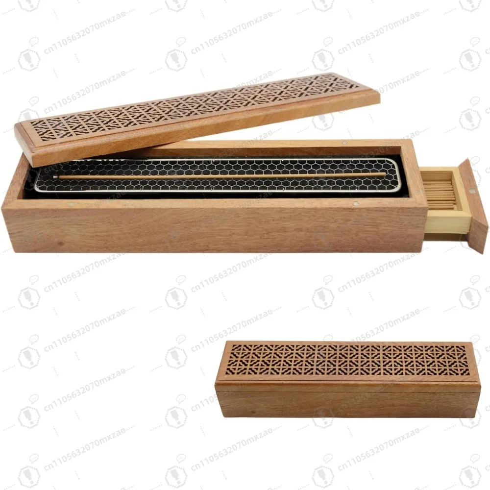 

Unique Gothic Coffin Incense Holder 2-in-1 Wooden Storage Box & Ash Catcher for Meditation Yoga Home Office Decor